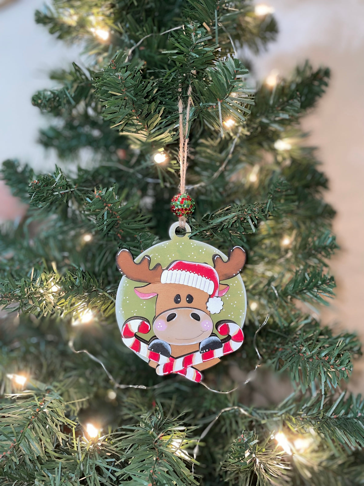 Moose Candy Cane Ornament