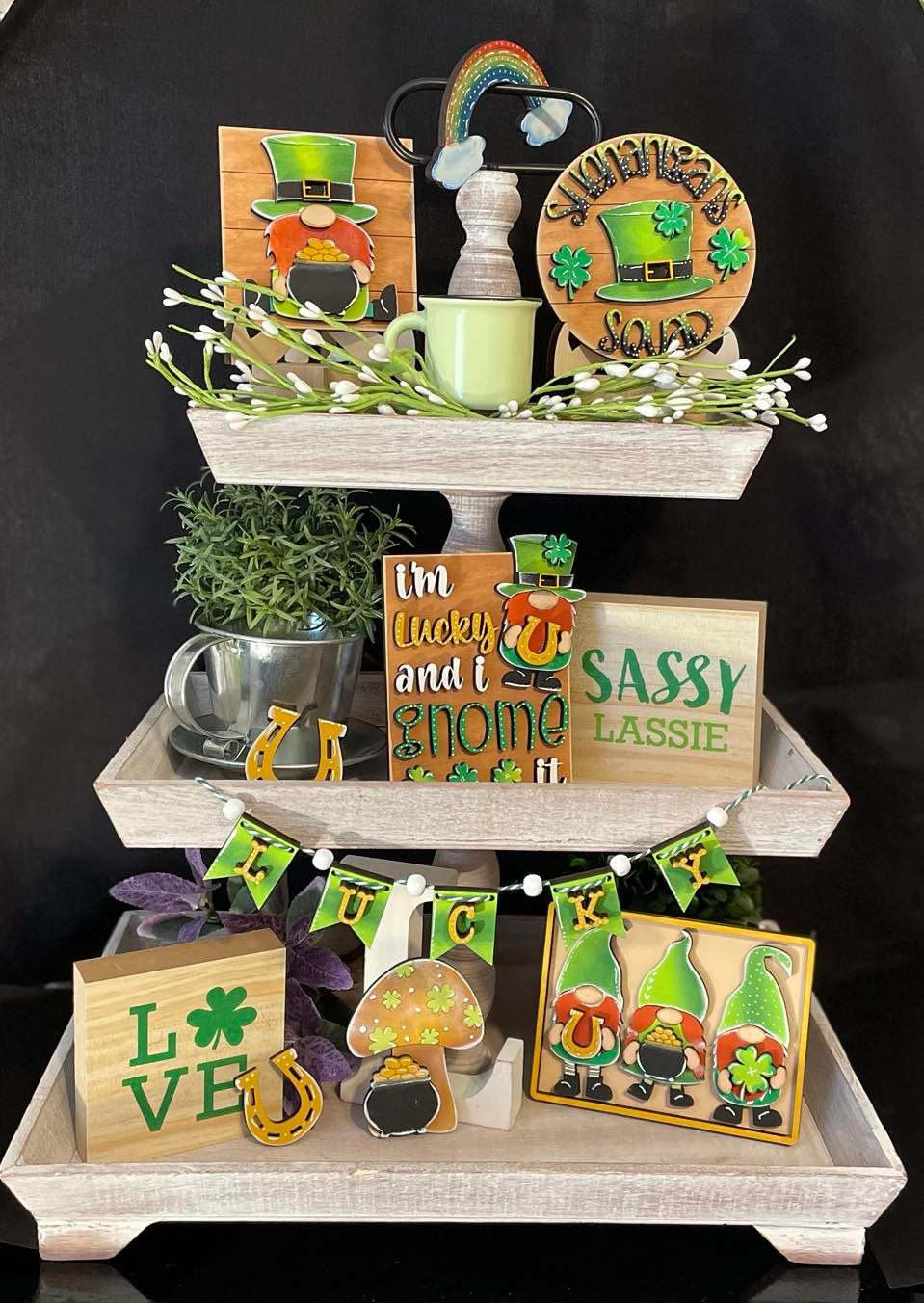 Tiered Tray Set- St. Patricks Day Gnomes