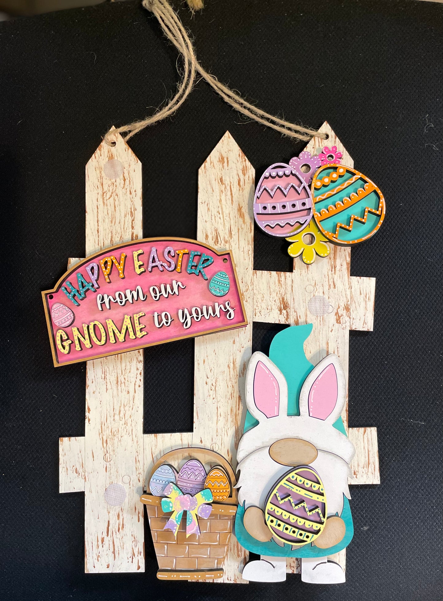 Interchangeable Fence Decor Easter Bunny Gnome