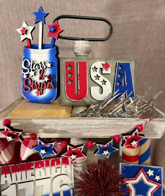 Tiered Tray Set- Stars and Stripes