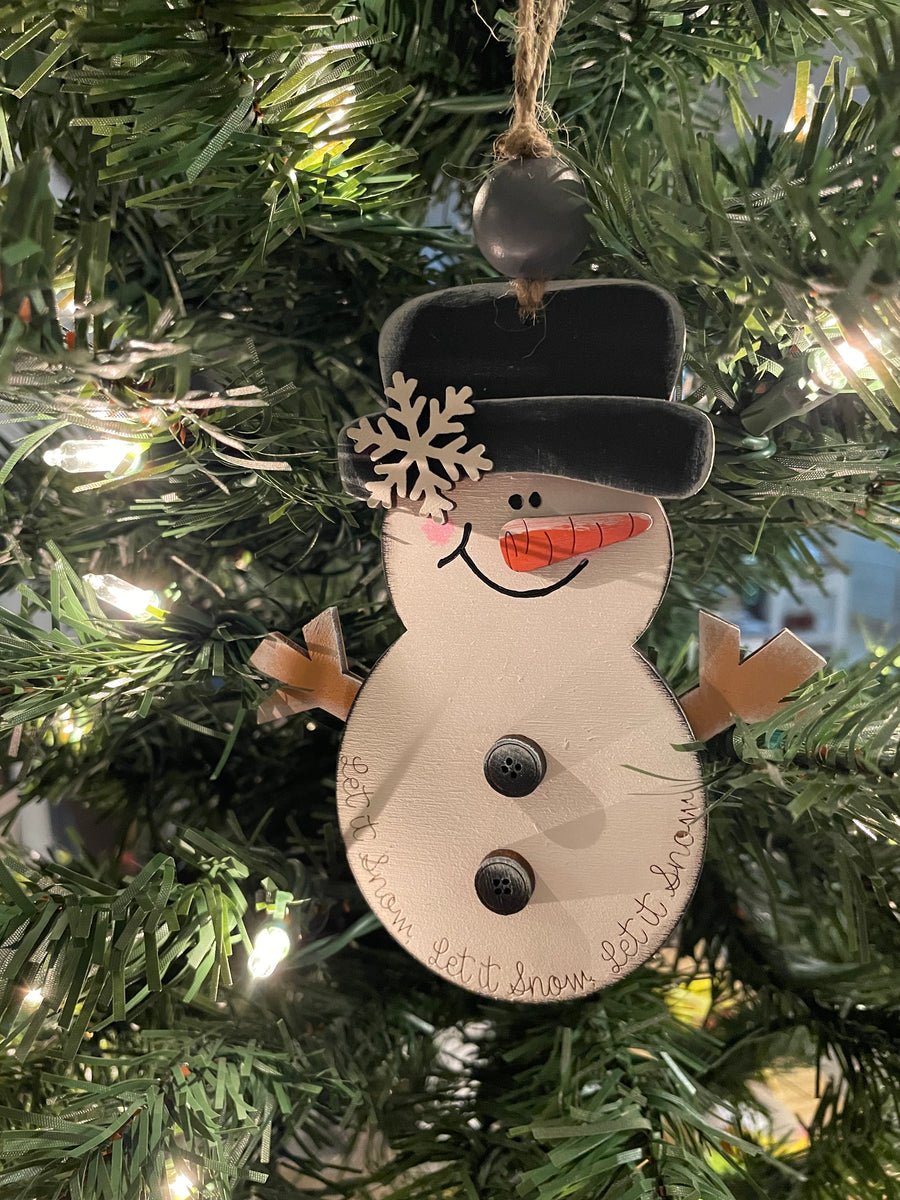 Let it Snow Snowman ornament - Christmas decor - Ornament- tiered tray  decor - Snowman Decor