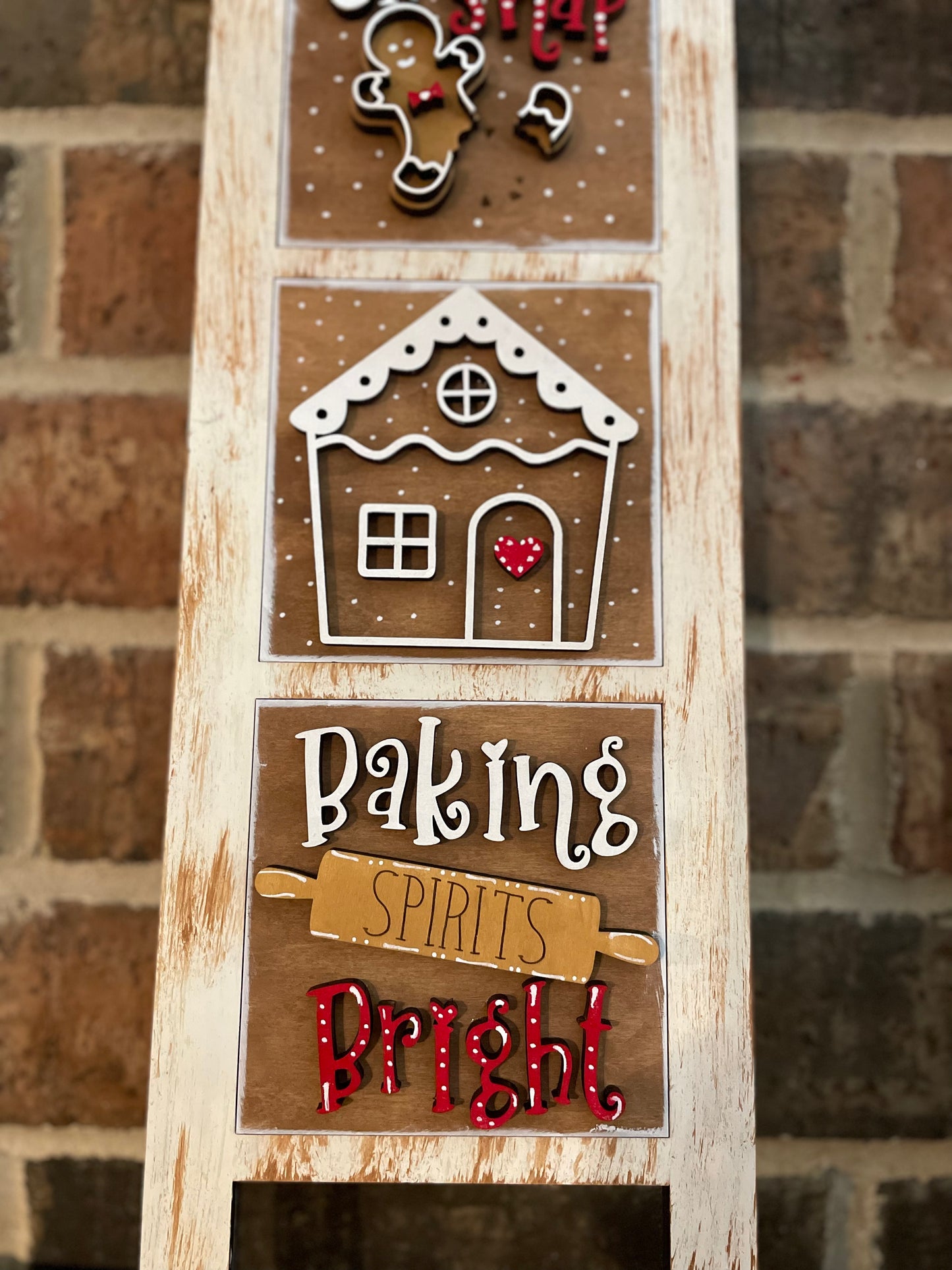 Interchangeable Leaning Ladder- Gingerbread