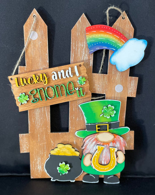 Interchangeable Fence Decor- Lucky and I Gnome It