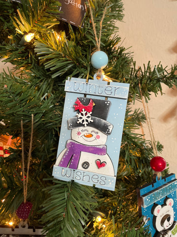 Winter Wishes Snowman Pallet Ornament