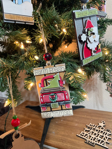 Farm Fresh Christmas Red Truck Pallet Ornament