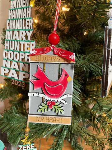 Cardinal Always in My Heart Pallet Ornament