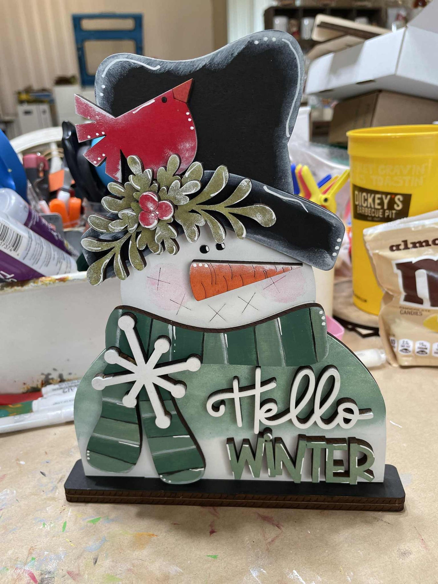 Snowman Shelf Sitter- Hello Winter