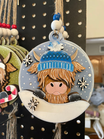 Highland Cow Winter Ornament