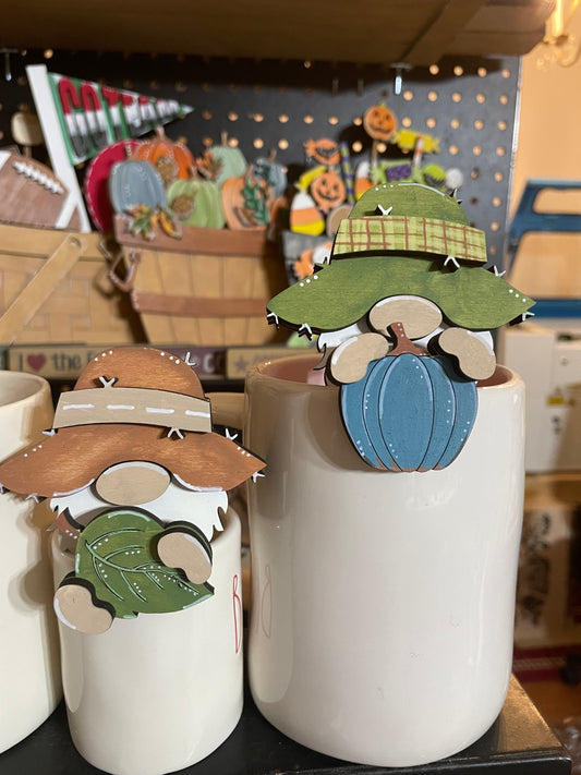 Mug Hugger- Fall Gnome with leaf