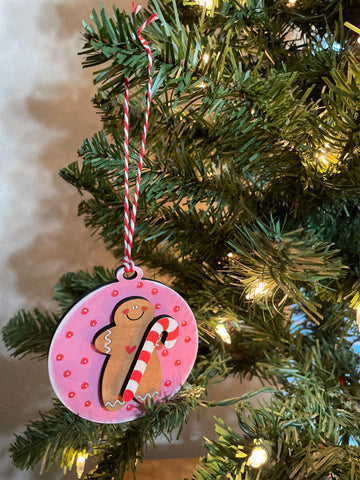 Ornament- Pink Gingerbread