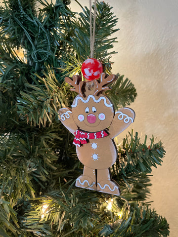 Gingerbread Reindeer Standing with Scarf