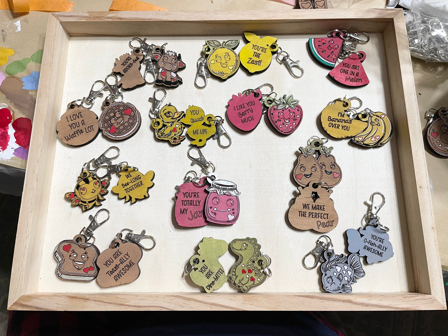 Pun-ny Keychains and Backpack Clips