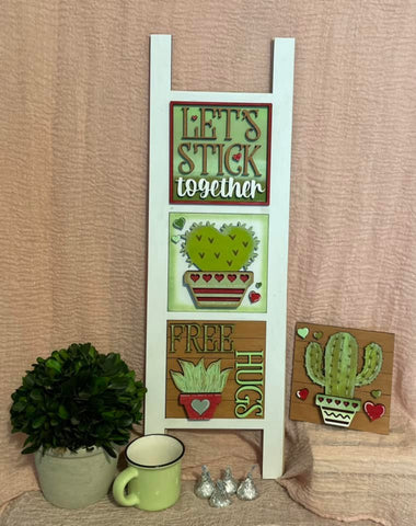 Interchangeable Leaning Ladder- Cactus Love