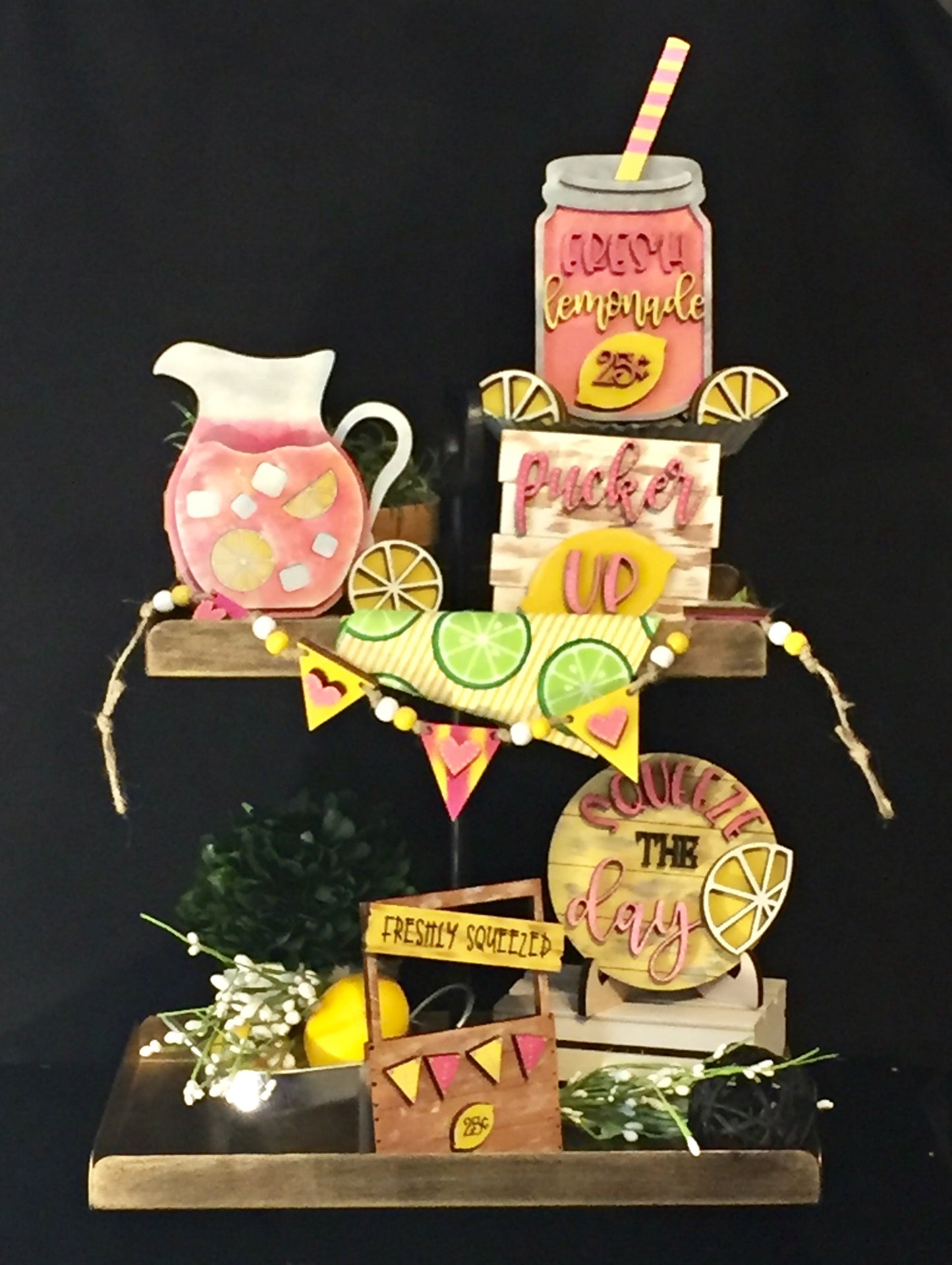 Tiered tray set- Pink Lemonade Stand