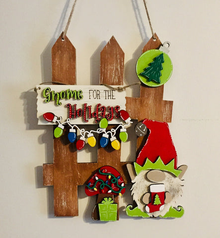 Interchangeable Fence Decor Gnome For The Holidays