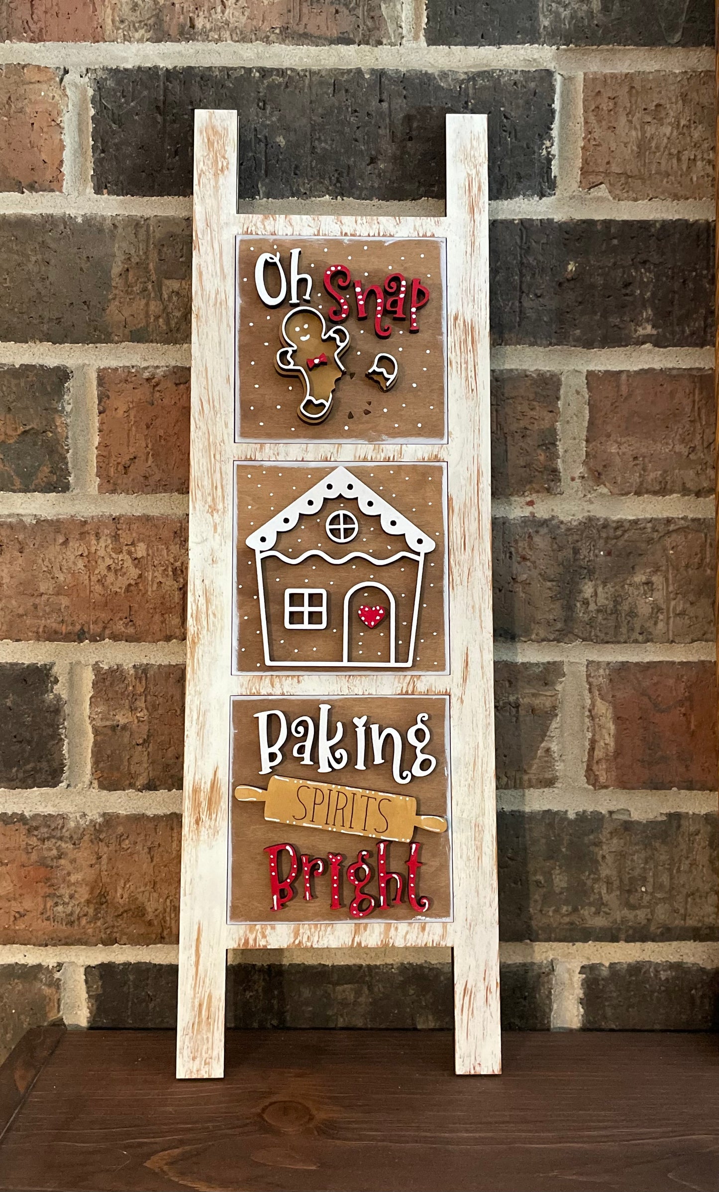 Interchangeable Leaning Ladder- Gingerbread