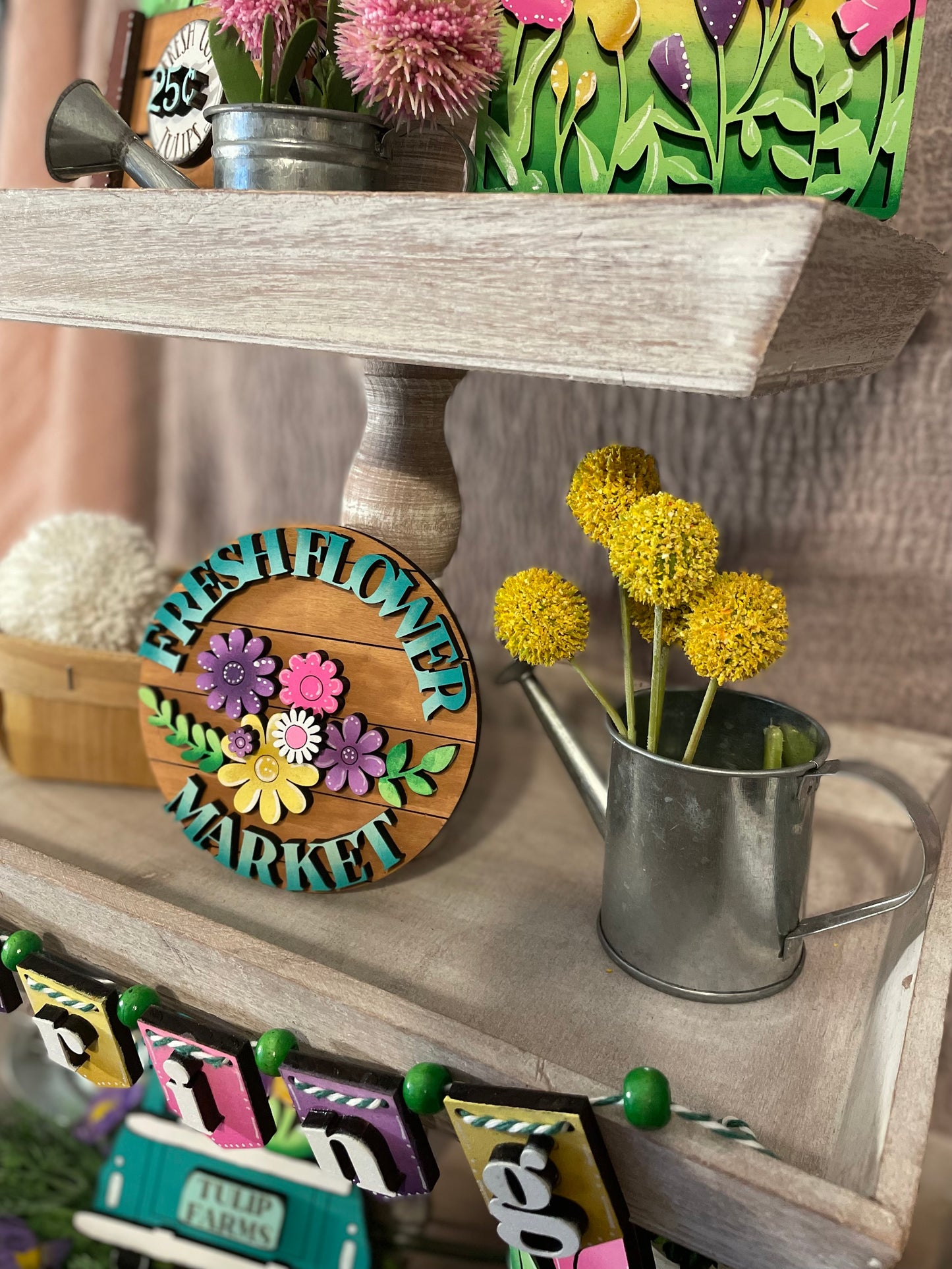 Tiered Tray Set- Spring Flower Market