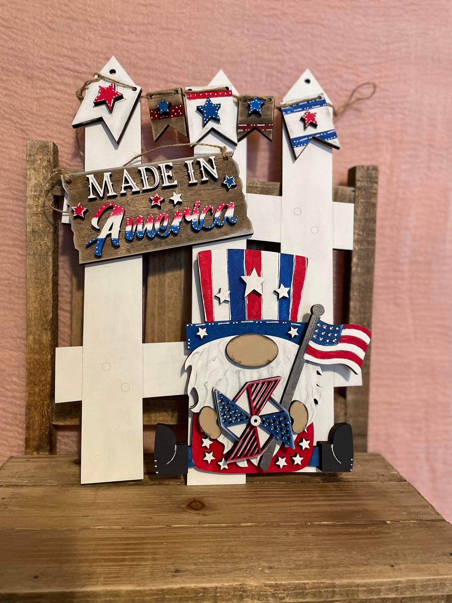 Interchangeable Fence Set- Patriotic Gnome