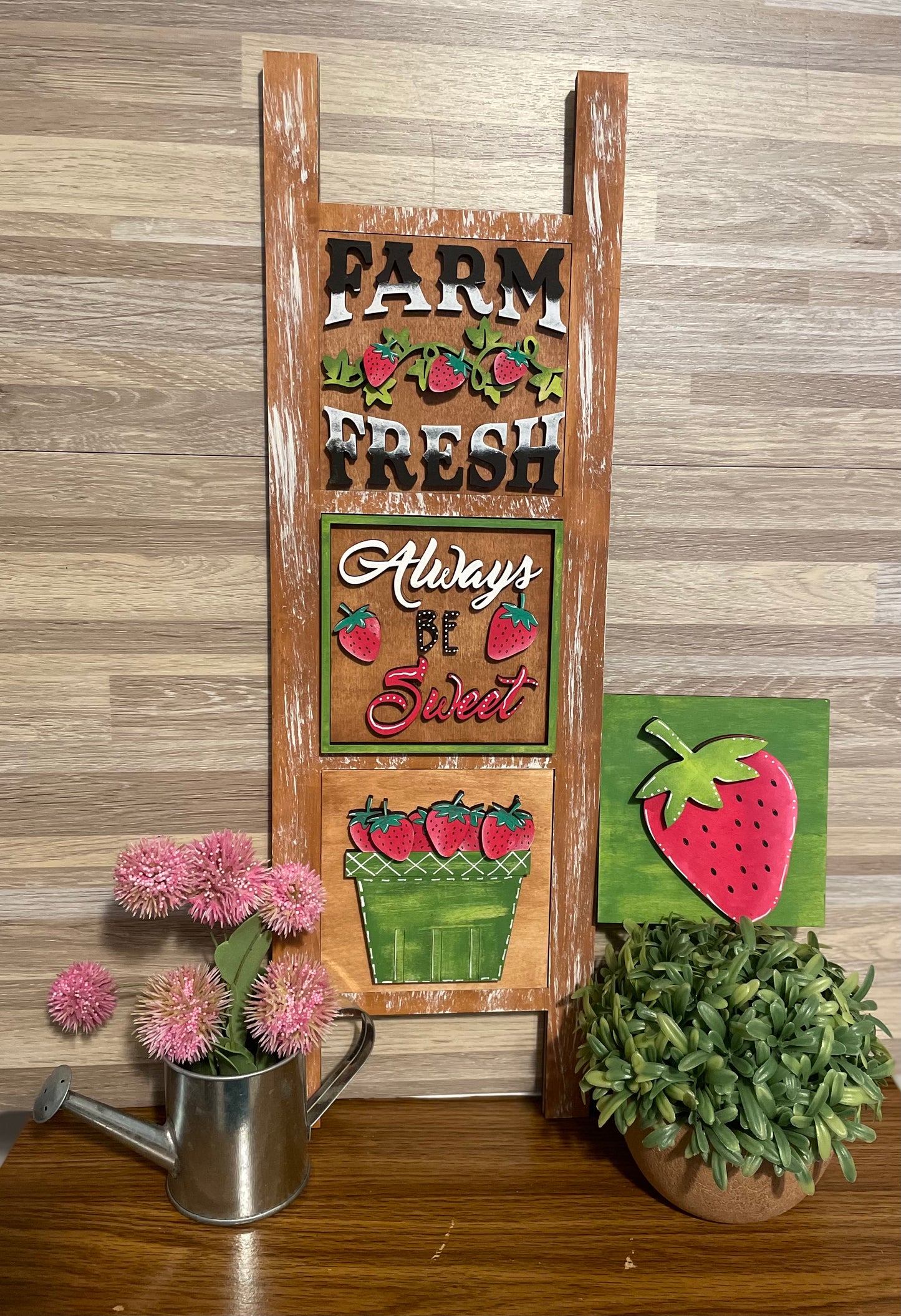 Interchangeable Leaning Ladder- Strawberries