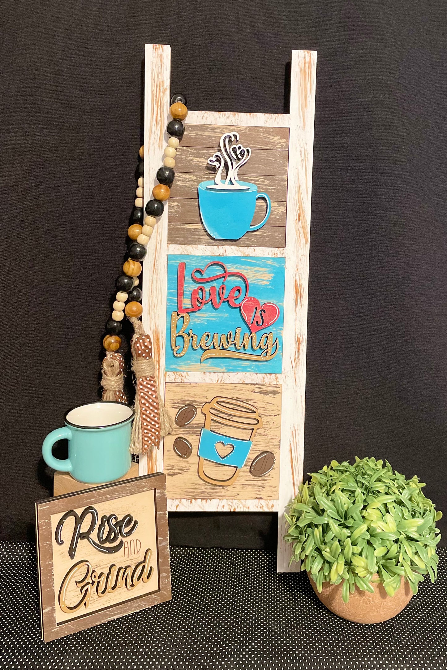 Interchangeable Leaning Ladder- Coffee #2
