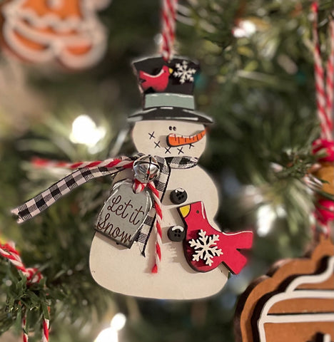 Ornaments- Snowman with Cardinal