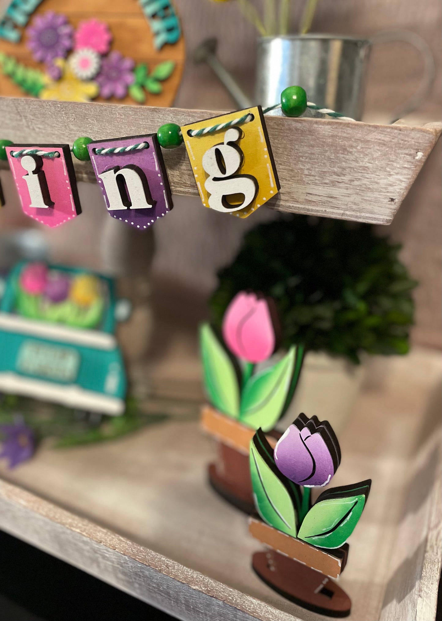 Tiered Tray Set- Spring Flower Market