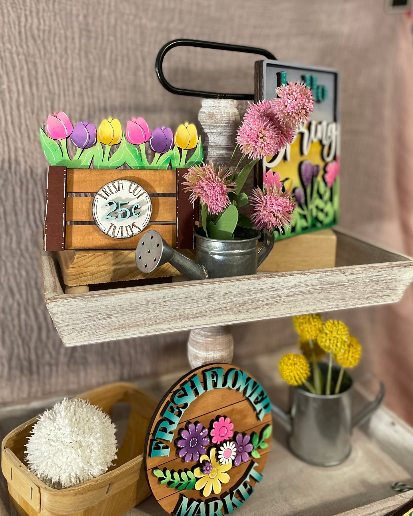 Tiered Tray Set- Spring Flower Market