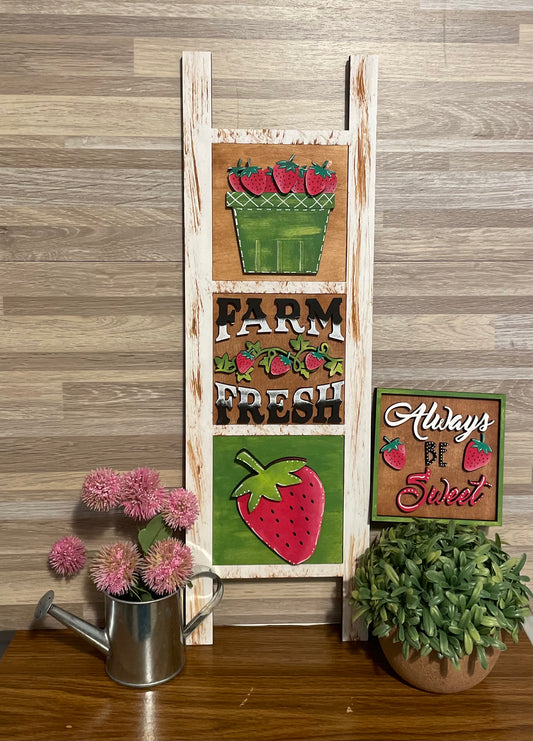 Interchangeable Leaning Ladder- Strawberries