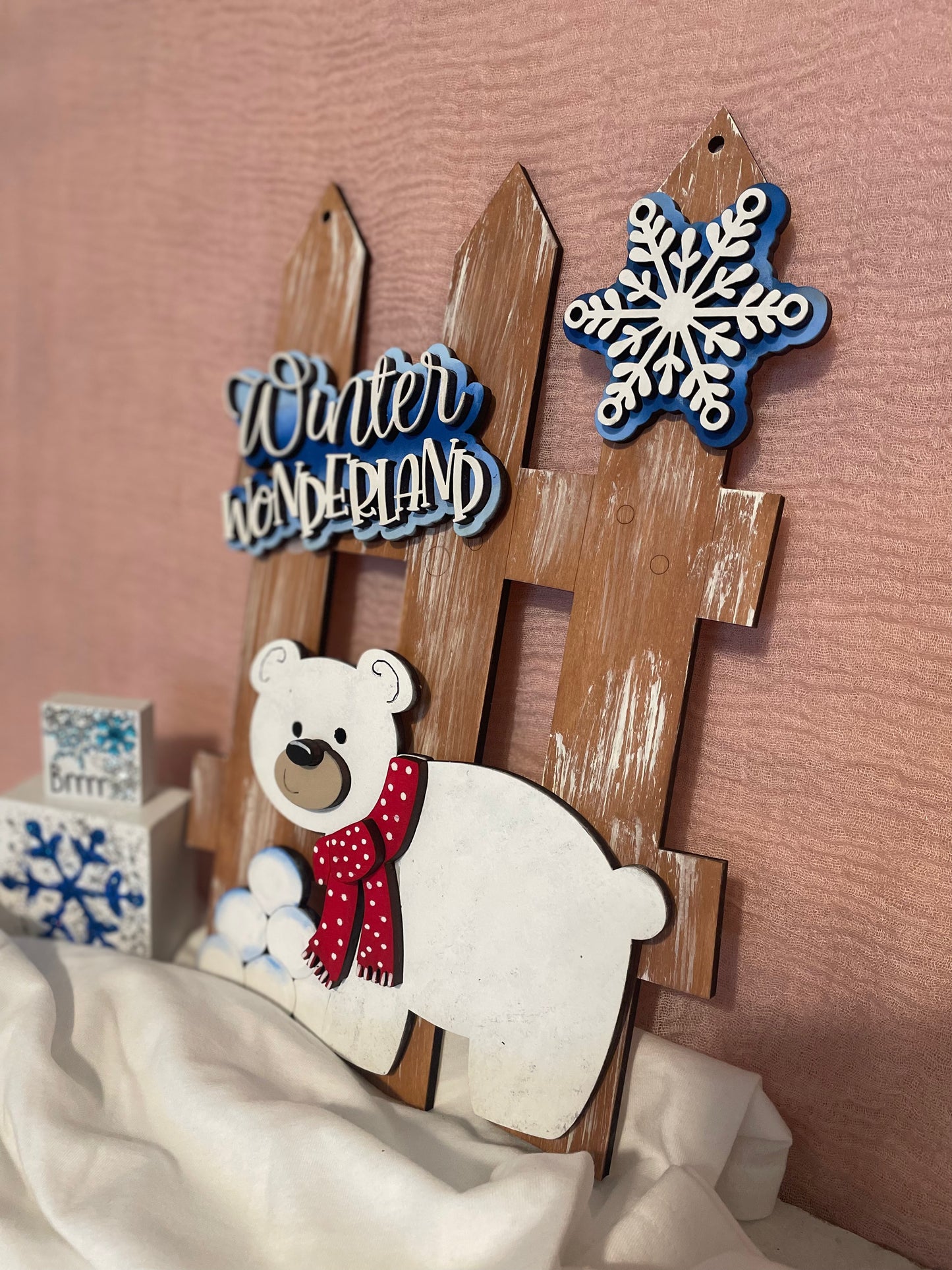Interchangeable Fence Decor Winter Wonderland Polar Bear