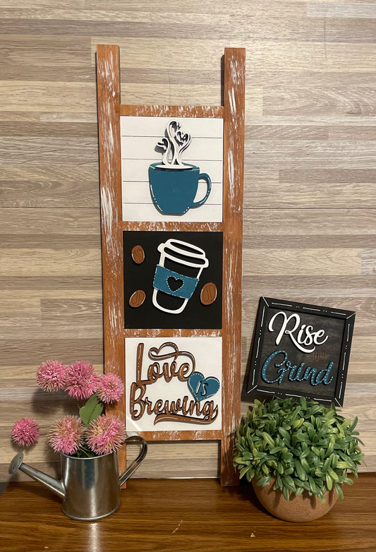 Interchangeable Leaning Ladder- Coffee