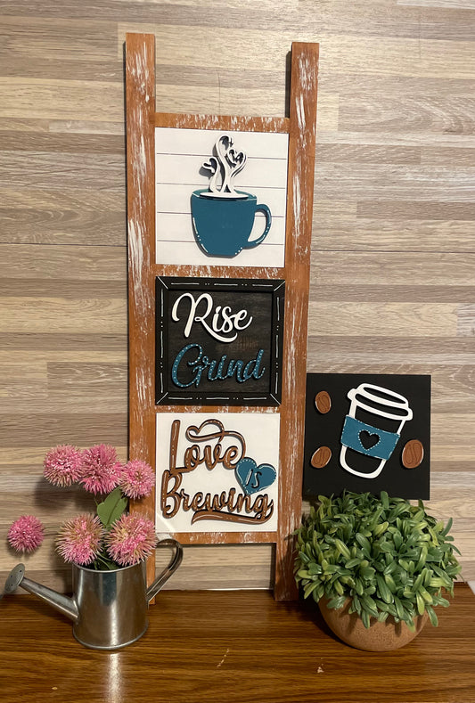 Interchangeable Leaning Ladder- Coffee