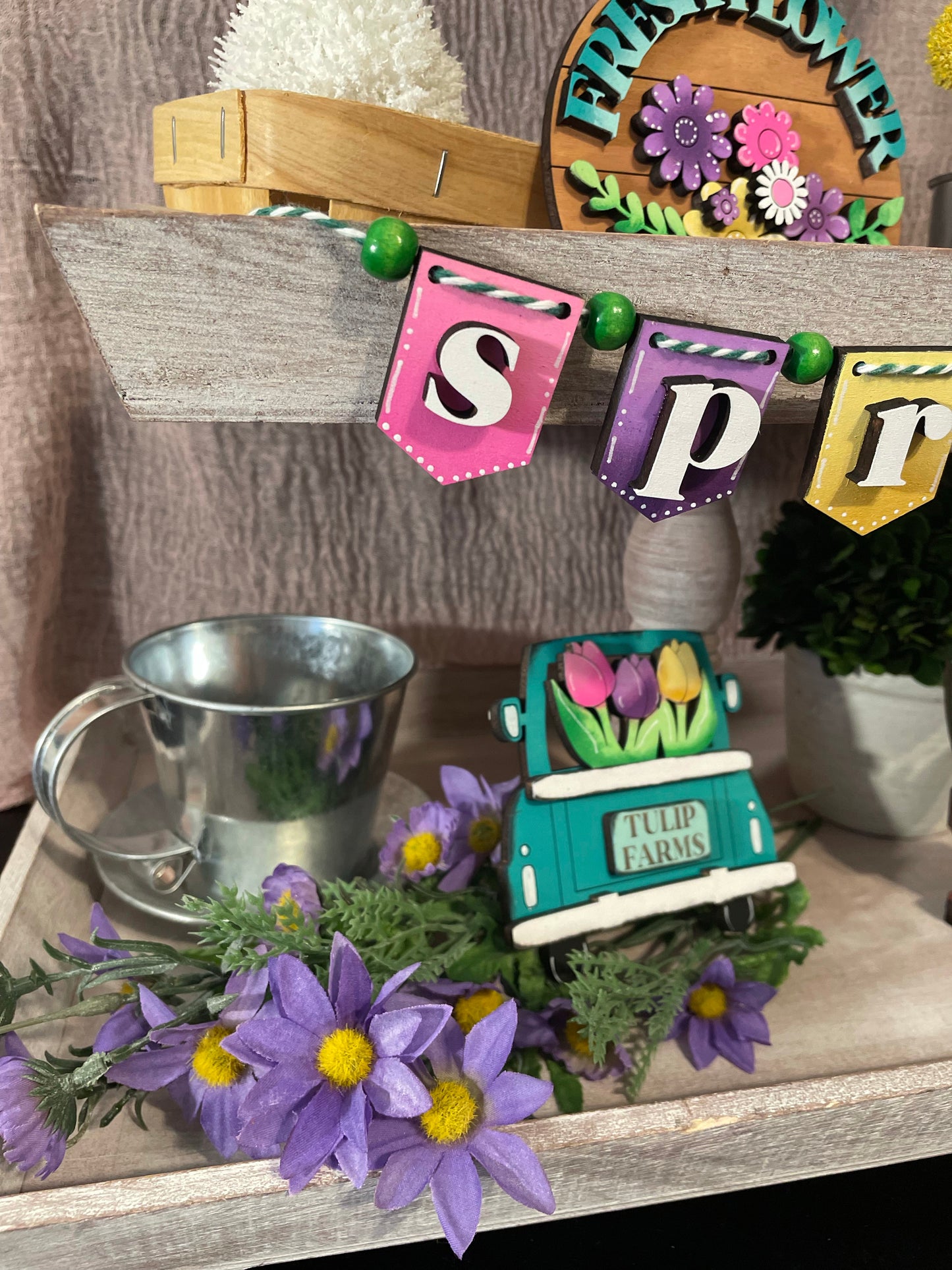 Tiered Tray Set- Spring Flower Market