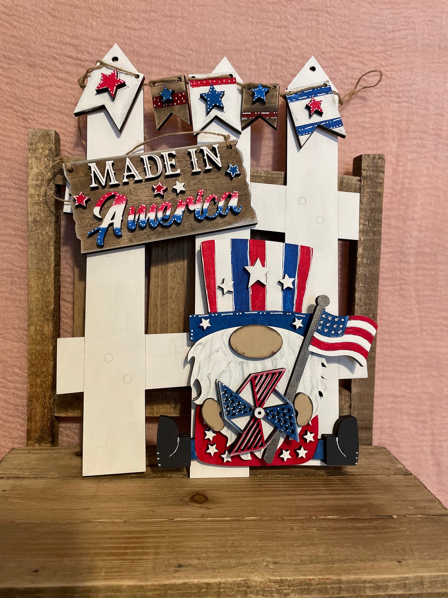 Interchangeable Fence Set- Patriotic Gnome